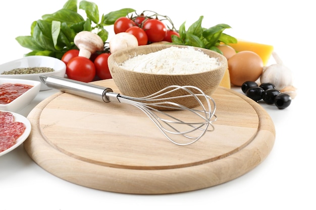 kitchen workspace with ingredients